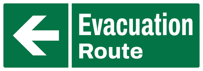 ISO emergency and first aid safety signs text variation_evacuation route_landscape size 1/2 a4,a3,a2,a1