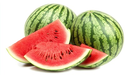 Fresh and juicy watermelon with vibrant green rind and sweet red flesh, perfect for summer fruit salads and refreshing drinks.