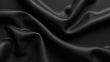 Obraz premium A detailed showcase of the smooth texture of black fabric, with soft, rich material, subtle highlights, and delicate folds, capturing the refined elegance and simplicity in a minimalist look.