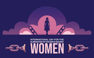 International day for the elimination of violence against women. Vector illustration of white ribbon symbol of violence against women. Suitable for banners, web, social media, greeting cards etc