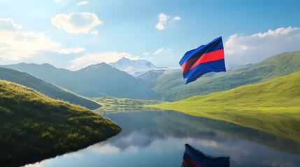 A Creative Digital Landscape Featuring the Liechtenstein Flag Harmoniously Set Among Natural Beauty