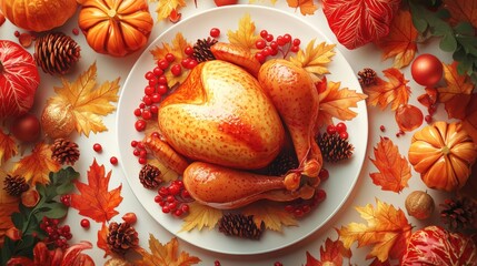 Autumn Feast with Decorative Elements and Colors