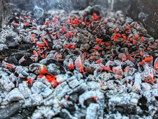 charcoal on fire