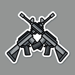the sticker of  cross riffle  with cartoon style