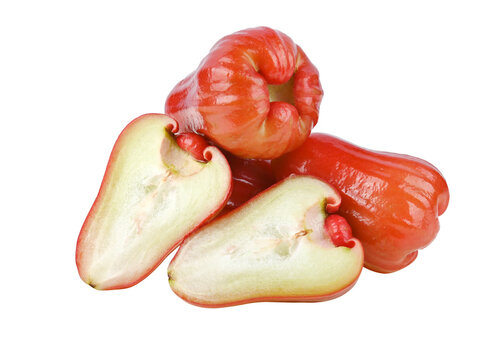 heap of Rose apple .thai fruit , half of of Rose apple on transparent png