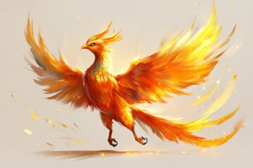 Fototapeta premium Majestic phoenix rising with spread wings