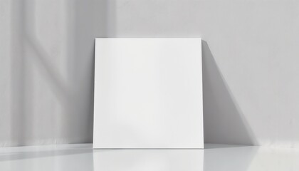 Blank mockup of a podcast cover with copy space on a light wall and modern corner