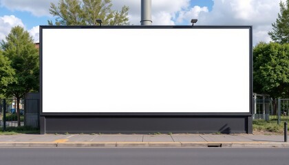 Fototapeta premium Blank billboard mockup with copy space against a clear sky in a urban setting