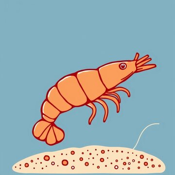 orange shrimp on blue background clip art preview