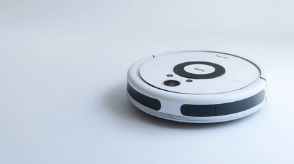 Home robot vacuum cleaner against a white background. 