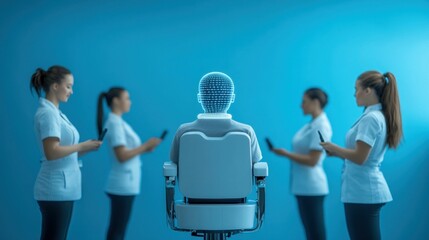 Obraz premium Medical Training with Artificial Intelligence in a Futuristic Healthcare Setting