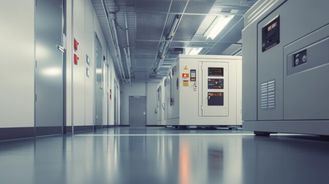 Medicalgrade emergency generator installation rendering in hospital basement