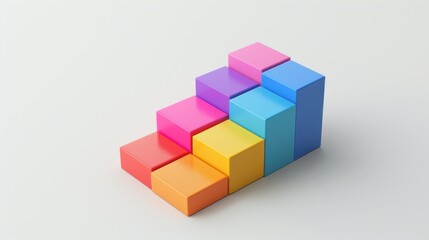 Obraz premium Colorful Cubes Arranged in an Ascending Stair Step Pattern