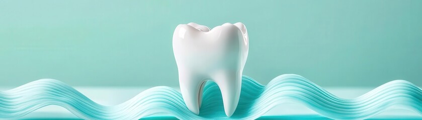 Conceptual image of a tooth surrounded by soothing waves, symbolizing the relief of toothache pain, pain relief, dental comfort