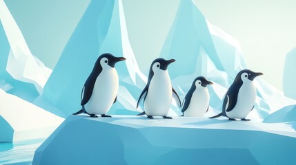 Obraz premium Cute Penguins on Iceberg