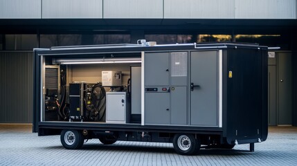 Portable generator bank with visible fuel management for transportability