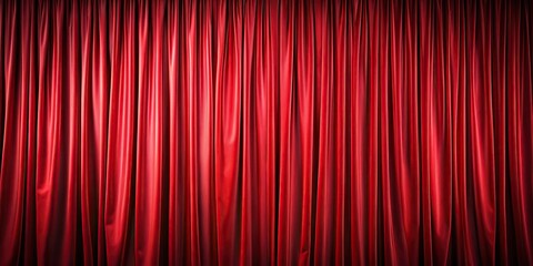 Wrinkled red curtain background with textured wide-angle view