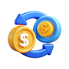 Obraz premium Money transfer exchange 3d cartoon style illustration