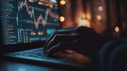 Business Analysis with Data Chart on Laptop Screen