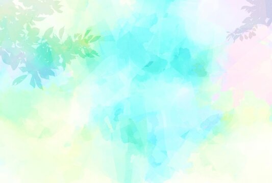 水彩タッチ　植物　幻想的な背景　イラスト