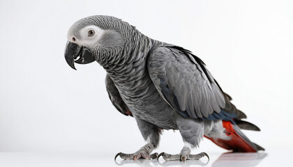 Obraz premium African Grey Parrot on white background isolated