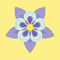 Vector flat-style aquilegia flower illustration isolated