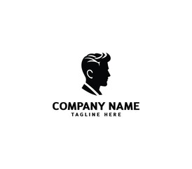 Vector silhouette man haircut logo. Barber shop logo. Man hairstyle logo template. Men fashion style