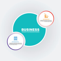 Business Infographic Element design circle with 2 options can be used for workflow layout, diagram, annual report.