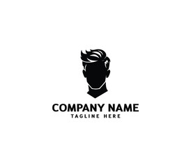 Obraz premium Vector silhouette man haircut logo. Barber shop logo. Man hairstyle logo template. Men fashion style