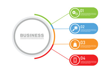 Infographic circle. Process chart. Vector diagram with 4 options. Can be used for graph, presentation, report, step options, web design.