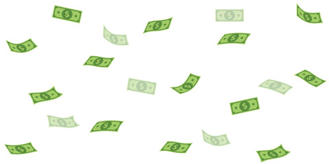 Money cash, dollar banknotes rain. Fly stack of paper, falling green bill. Financial payment, lottery win. Wealth and finance success.