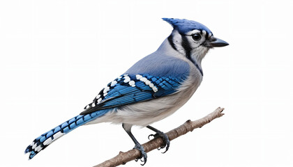 Blue Jay on white background isolated