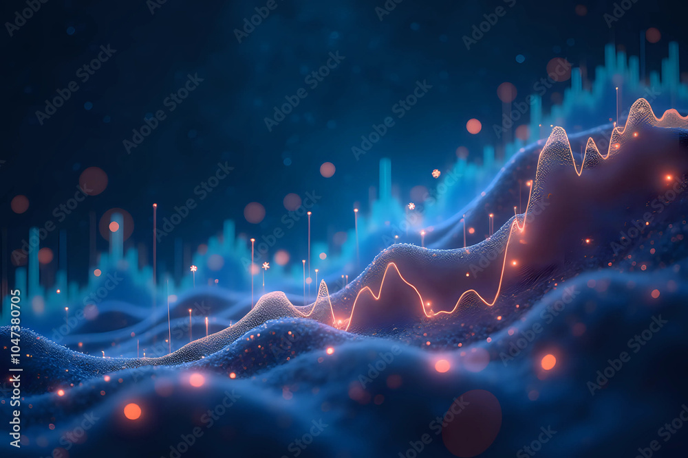Wall mural abstract colorful graph, digital 3d analytics - generative ai