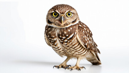 Fototapeta premium Burrowing Owl on white background isolated