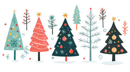 Festive christmas trees