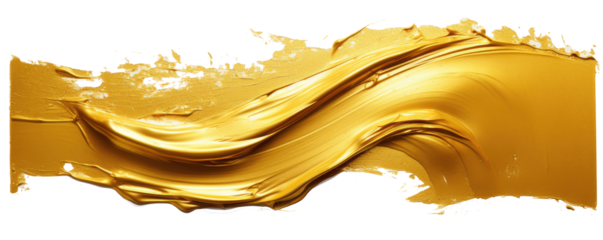 Golden oil paint on transparent background