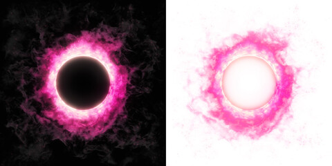 A pink ring with a neon glow and smoky ambiance, electric and vibrant for fantasy VFX overlays.