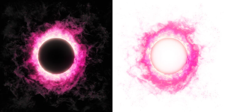 A pink ring with a neon glow and smoky ambiance, electric and vibrant for fantasy VFX overlays.