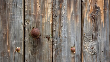 Obraz premium Weathered Wooden Planks with Rusty Metal Fasteners