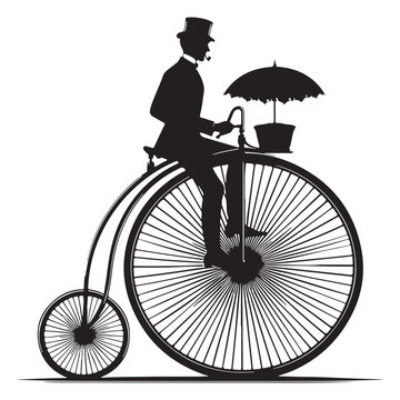 recommend clip art: Classic Bicycle (Penny-farthing)  silhouette  vector black color white background 
