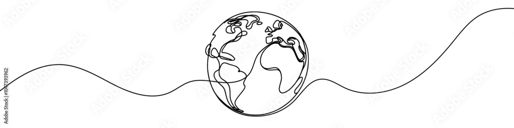 Canvas Prints continuous linear drawing of the globe. single-line drawing of the earth. globe in one line style. v