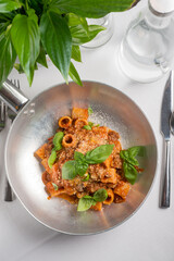 macaroni with ragout, traditional pasta recipe