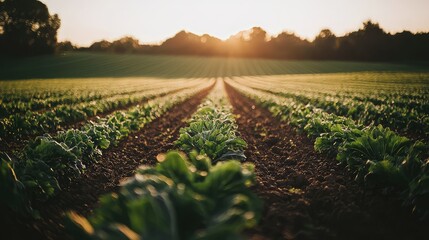 Serene Vegetable Farm at Sunset