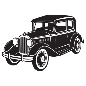 recommend clip art: Vintage Car (1920s)  silhouette  vector black color white background 