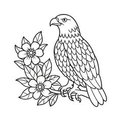 Obraz premium Eagle vector illustration Coloring book for children (3)