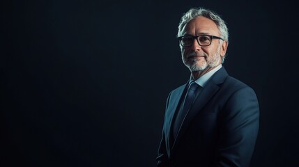Obraz premium Professional Man in Suit Against Dark Background