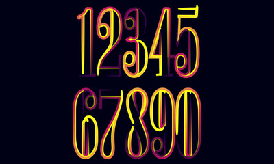 3d numbers, set numbers, gradient color number, 3d numbers vector set characters. One, two, three, four, five, six, seven, eight, nine, zero. 1,2,3,4,5,6,7,8,9,0. Decorative elements