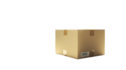 Fototapeta premium A cardboard box isolated on a white background, representing shipping, storage, and delivery concepts with a clean and professional look.