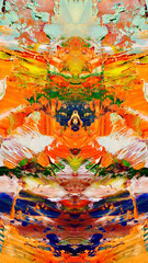 Fototapeta premium Abstract background art . Ethnic pattern. Mixtures of oil paint. Trendy hand painting canvas. Wall decor and Wall art prints Idea. 3D Texture. Art object