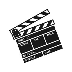 Fototapeta premium Movie clapperboard or film clapboard flat vector icon for video apps and websites 